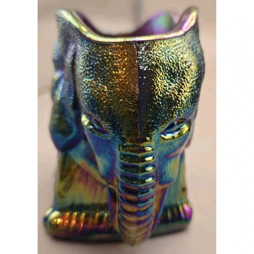 Vintage Toothpick Holder Summit Art‎ Event Iridescent Double Elephants